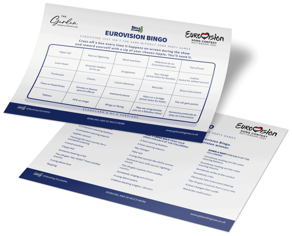 GObowling Eurovision Bingo Score Cards